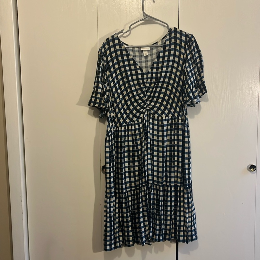 Ava & Viv, Blue Gingham Knee Length Dress